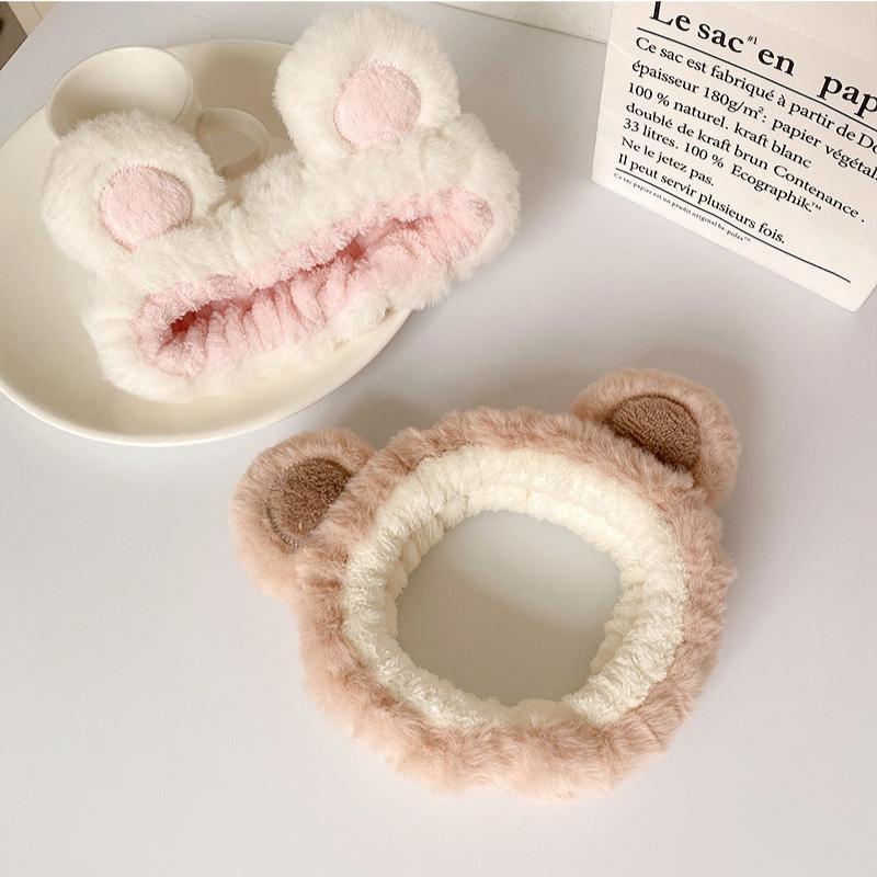 Cute Bear Ears Plush Face Wash Headband