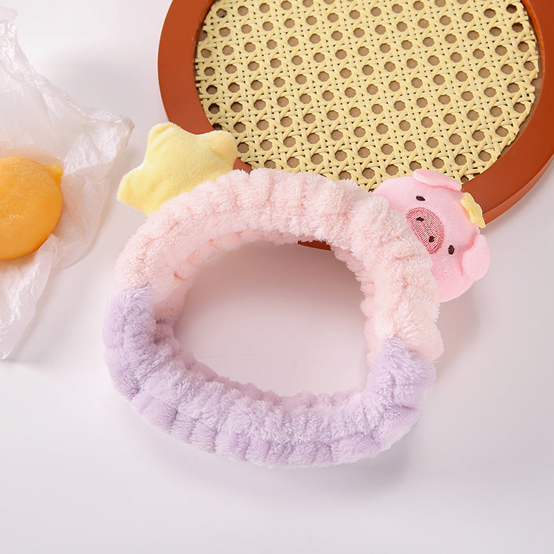 Color block star pig headband face wash and makeup headband