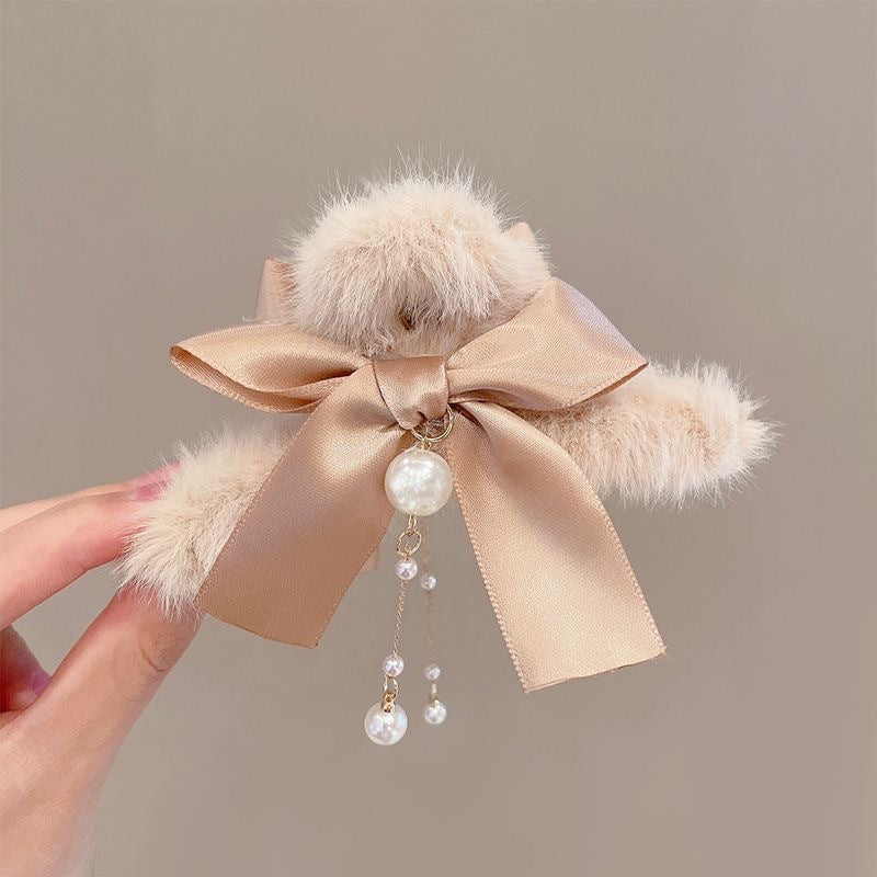 Autumn and winter bow tassel pendant hair ball hairpin